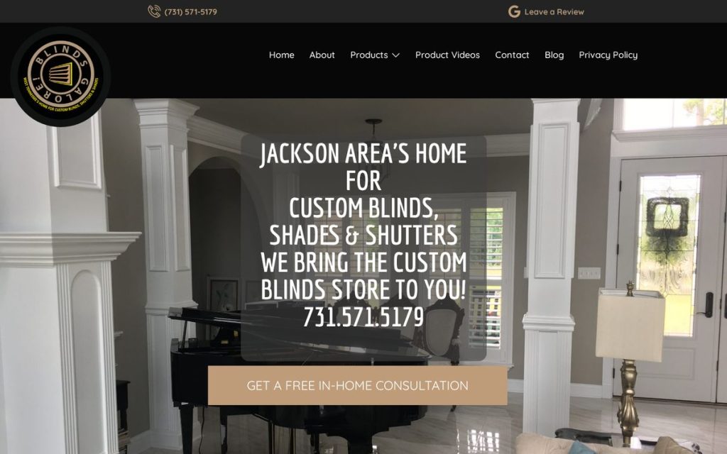 Homepage of blindswesttn, a website by Studio Blue Creative