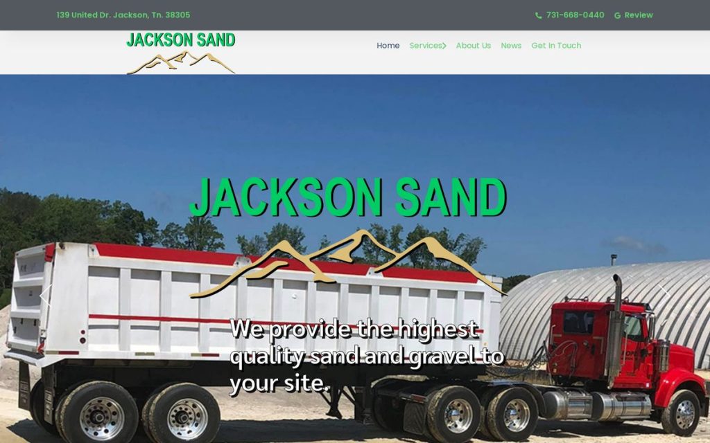 Homepage of jacksonsand, a website by Studio Blue Creative