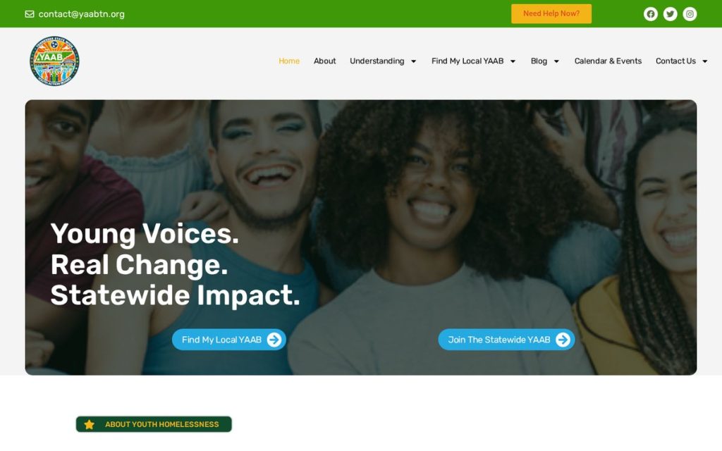 Homepage of yaabtn, a website by Studio Blue Creative